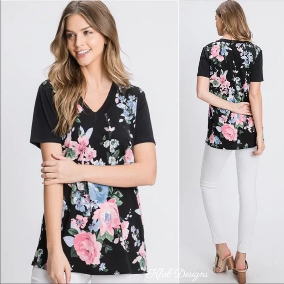 ❤️LAST 1! V Neck Floral Contrast Knit Top! - Picture 5 of 9